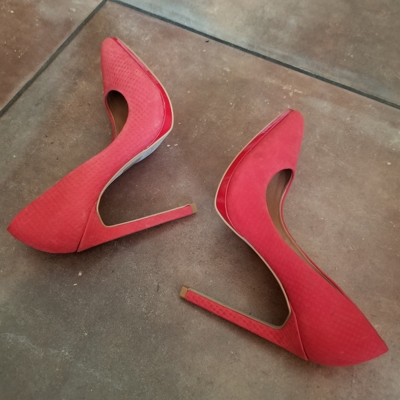 Aldo Kristina Red Leather Women's Heels Pumps Sz 7 - Picture 6 of 9